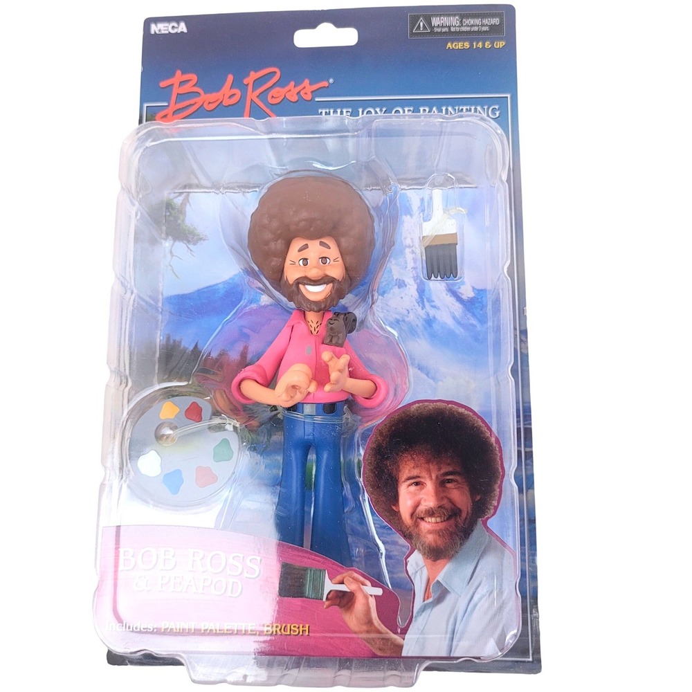 Bob Ross & Peapod The Joy of Painting Action Figure Ages 14+ NEW Neca